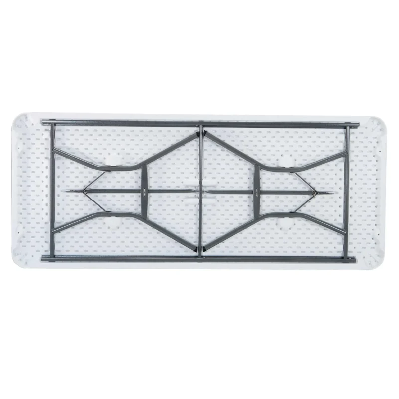 Lifetime klapbord 183 x 76 cm i hvid – robust letvægtsbord med UV-beskyttet plastbordplade og pulverlakeret stålstel. Velegnet til indendørs og udendørs brug, sammenklappet for nem opbevaring.