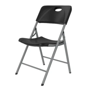 Lifetime klapstol model 80629 – robust, komfortabel og praktisk sammenklappelig stol i sort plast med stålstel. Ideel til konferencer, arrangementer, mødelokaler og udendørs brug. Holdbar kvalitets klapstol til professionel og privat anvendelse.