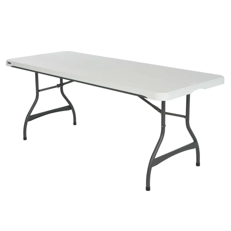 Lifetime klapbord 183 × 76 cm i hvid, plads til 6 personer, robust og funktionelt