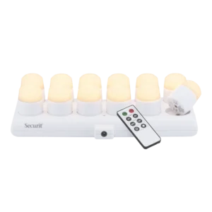 Securit® AMSTERDAM LED fyrfadslys, sæt med 12 stk. og ladestation, hvidt dæmpbart lys