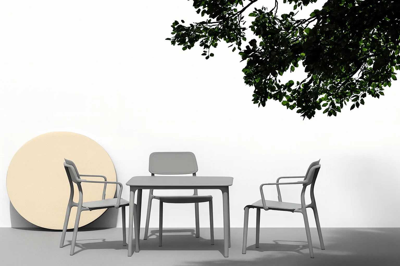rimo sæt, borde og stole i grå