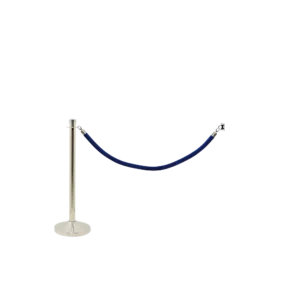 Securit® CLASSIC CHROME - Sæt med 1 afspærringsstolpe, 1 blåt velour reb og 1 vægkrog