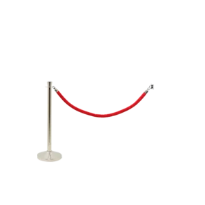 Securit® CLASSIC CHROME - Sæt med 1 afspærringsstolpe, 1 rødt velour reb og 1 vægkrog