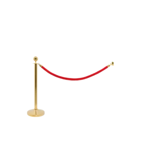 Securit® CLASSIC GOLD - Sæt med 1 afspærringsstolpe, 1 rødt velour reb og 1 vægkrog