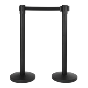 Securit® BUDGET UDTRÆK - afspærringssæt med 2 sorte stolper med sort bånd