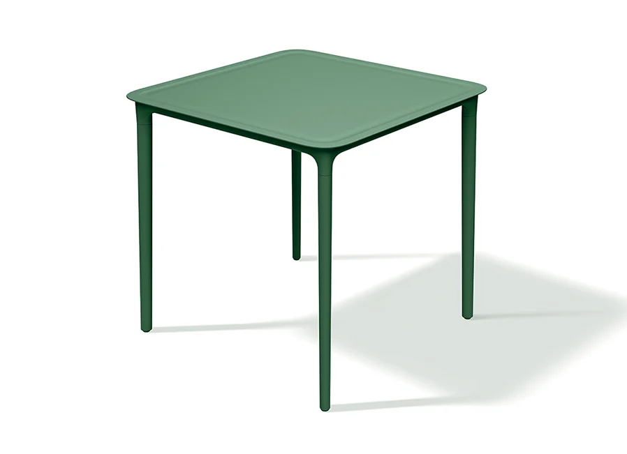 Rimo spisebord i grøn – stilrent og holdbart bord i moderne design, ideelt til kantiner, hoteller og udendørs miljøer