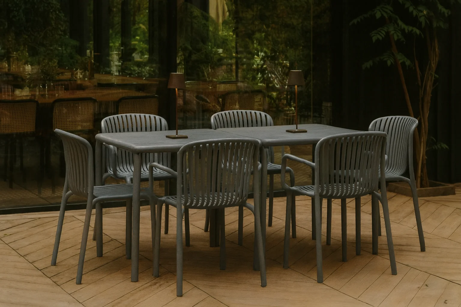 Brene spiseborde og stole