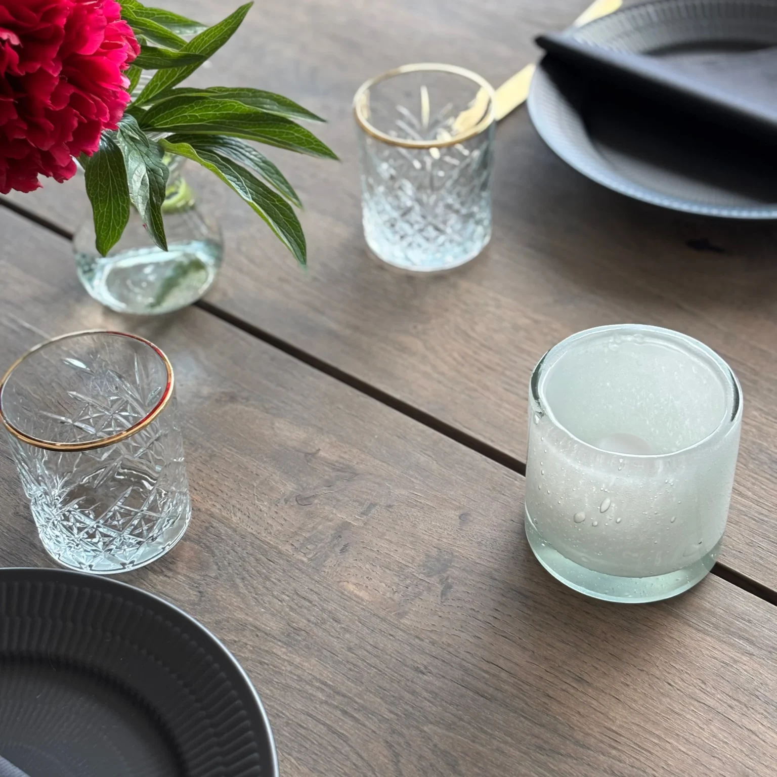 Bordlampe med glasvase